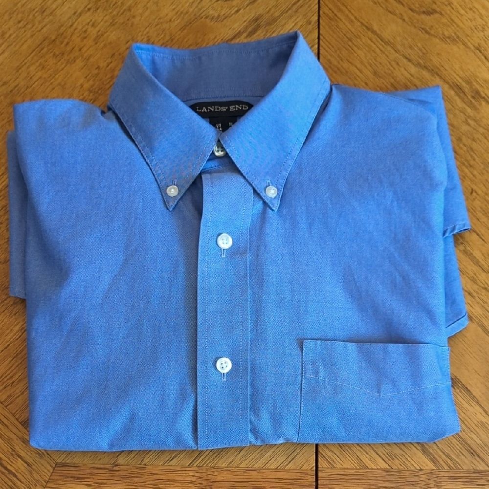 Lands' End Men's Classic Blue Button-Down Shirt
